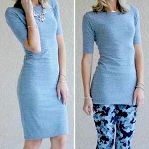 LuLaRoe Julia Dress NWT - Small Heather Blue Bodycon Tshirt Style